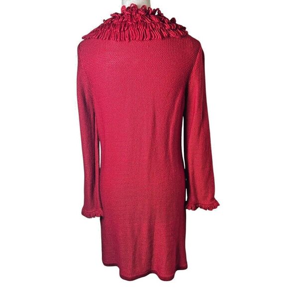 Madison Red Wool Blend Knit Cardigan Jacket L | Textured Holiday Sweater Y2K - Picture 3 of 8